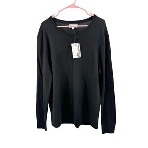 The Commons Sweater Men’s Large NWT 100% Merino Wool V-Neck Black Long Sleeve